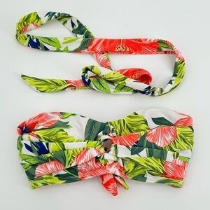 Kona Sol Women’s Tropical Print Bikini Top with Tie Size Medium